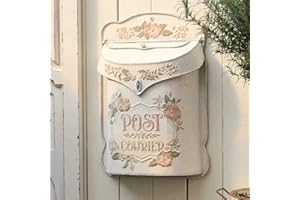 BIG FORTUNE Wall Mount Mailbox for House Outside Vintage Metal Door Mailbox Antique Style Nostalgic Charm Home Decor Garden Vintage English Cottage Decor Flower Patter