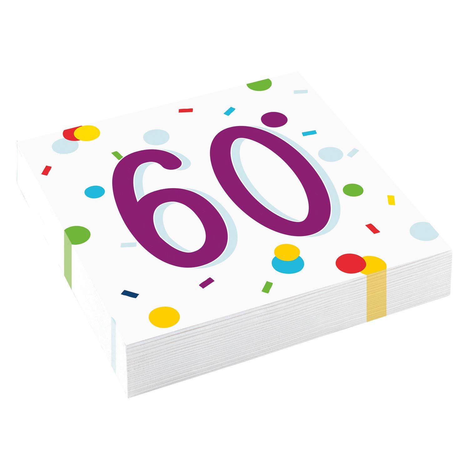 (PKT) 20 Confetti Birthday 60th Birthday Luncheon Napkins 33cm