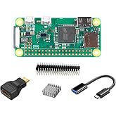 Vemico Raspberry Pi Zero W Kit | Raspberry Pi Zero W Board, GPIO Headers, Heatsink, Mini Display Adapter &amp; Micro USB OTG Cable Included