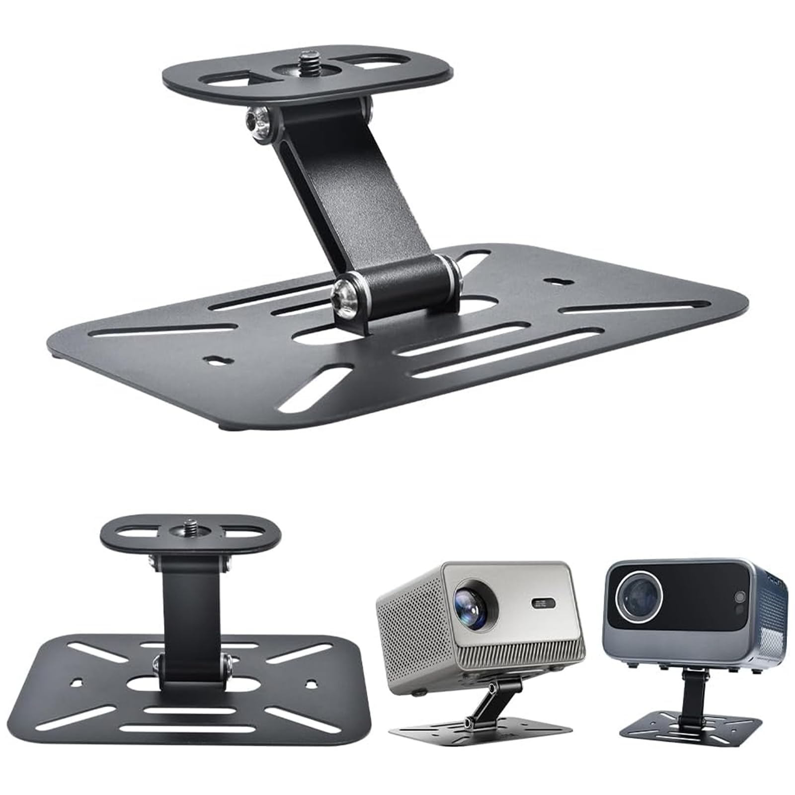 Eroshoo Projector Desktop Stand Mini,180° Rotation Angle Adjustable Stand,Projectors Ceiling Mount Compatible with Most Projectors,Proyector Wall Mount with 1/4 Inch (6 mm) Screws,Black&grey