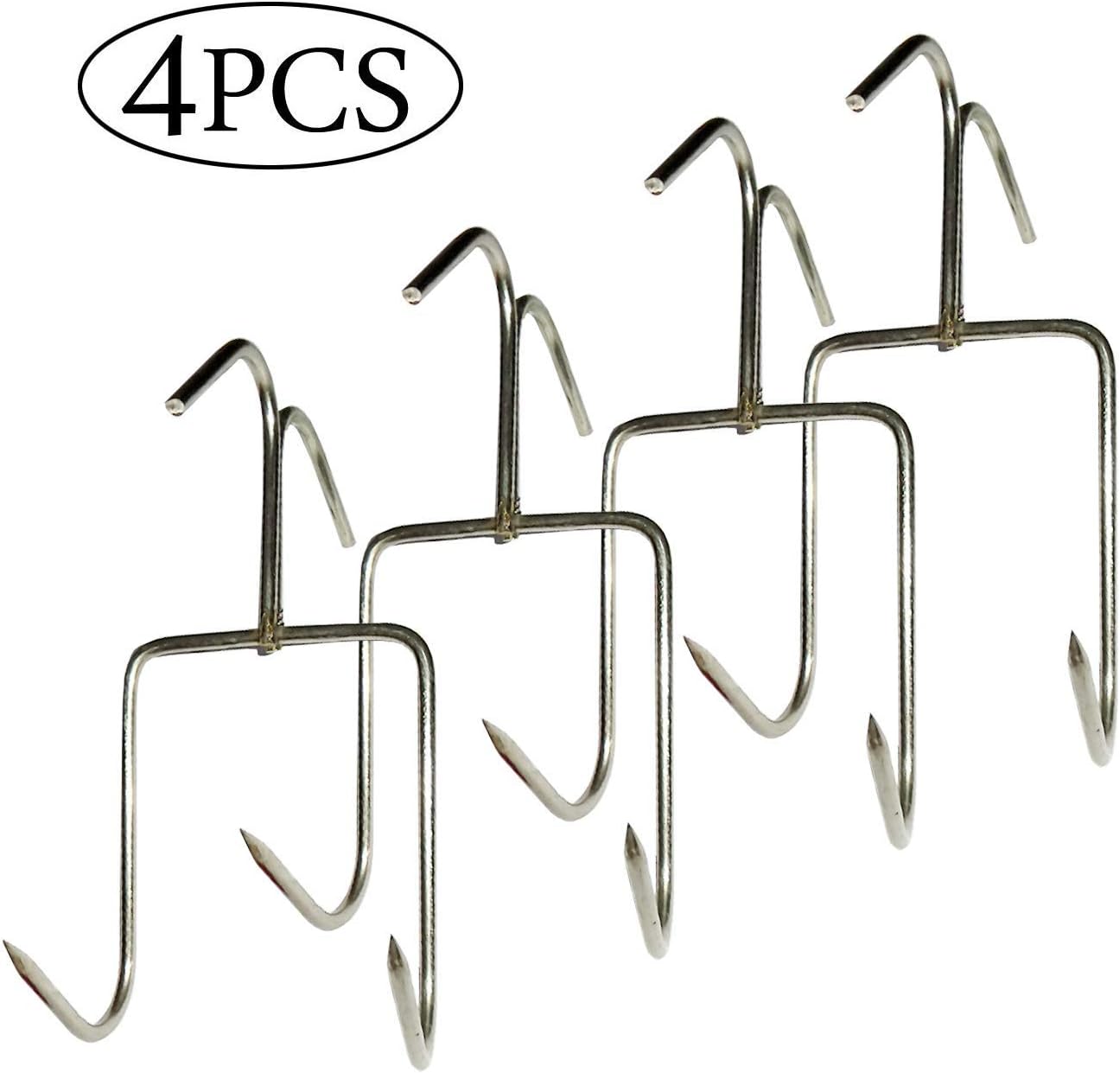TIHOOD 4Pack Smoker Hooks, Stainless Steel Bacon Hanger, Roast Duck Hooks, Meat