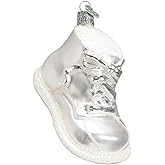 Old World Christmas White Baby Shoe Glass Blown Ornament for Christmas Tree, Handcrafted Holiday Decoration, Baby Collection
