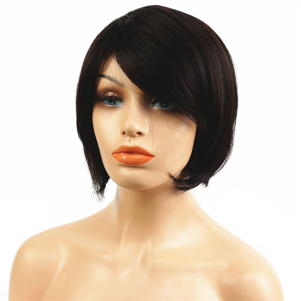 2t33 Aimole Short Straight Bob Side Swept Bangs Wig Heat
