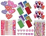 72 Piece Bulk Valentine Themed Party Favor and Activity Kit Assortment for Parties or Classroom
