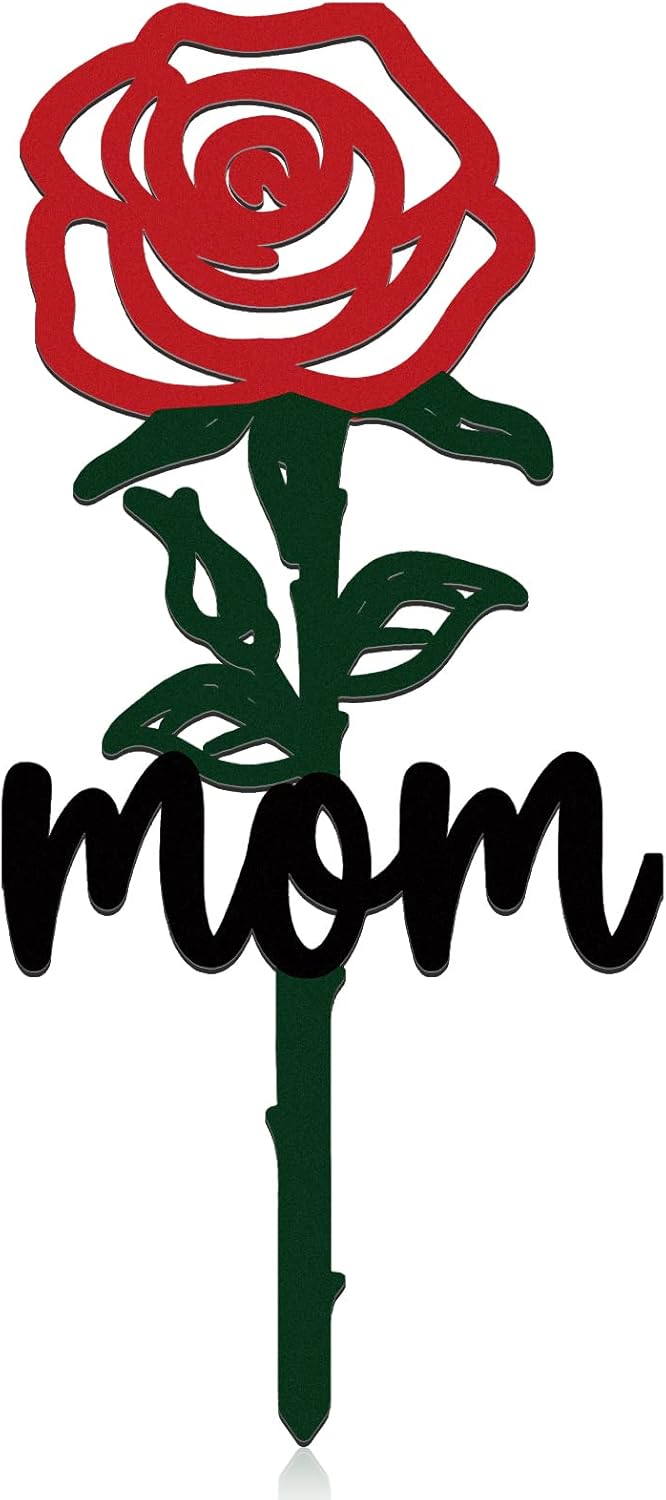 Decorative Garden Stakes - Pelopy Mom Memorial Stakes Cemetery Decorations for Grave Cemetery Grave Markers Plaque Metal Mom Plaques Sympathy Garden Stake Flowers Waterproof Grave Cemetery Decorations for Mom Grave Yard