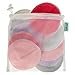 Contoured Washable Organic Bamboo Reusable Nursing Pads for Breastfeeding Mothers Super-Soft Waterproof Maternity Bra Pads (8 Regular+2 Overnight) +2 Free Bonus