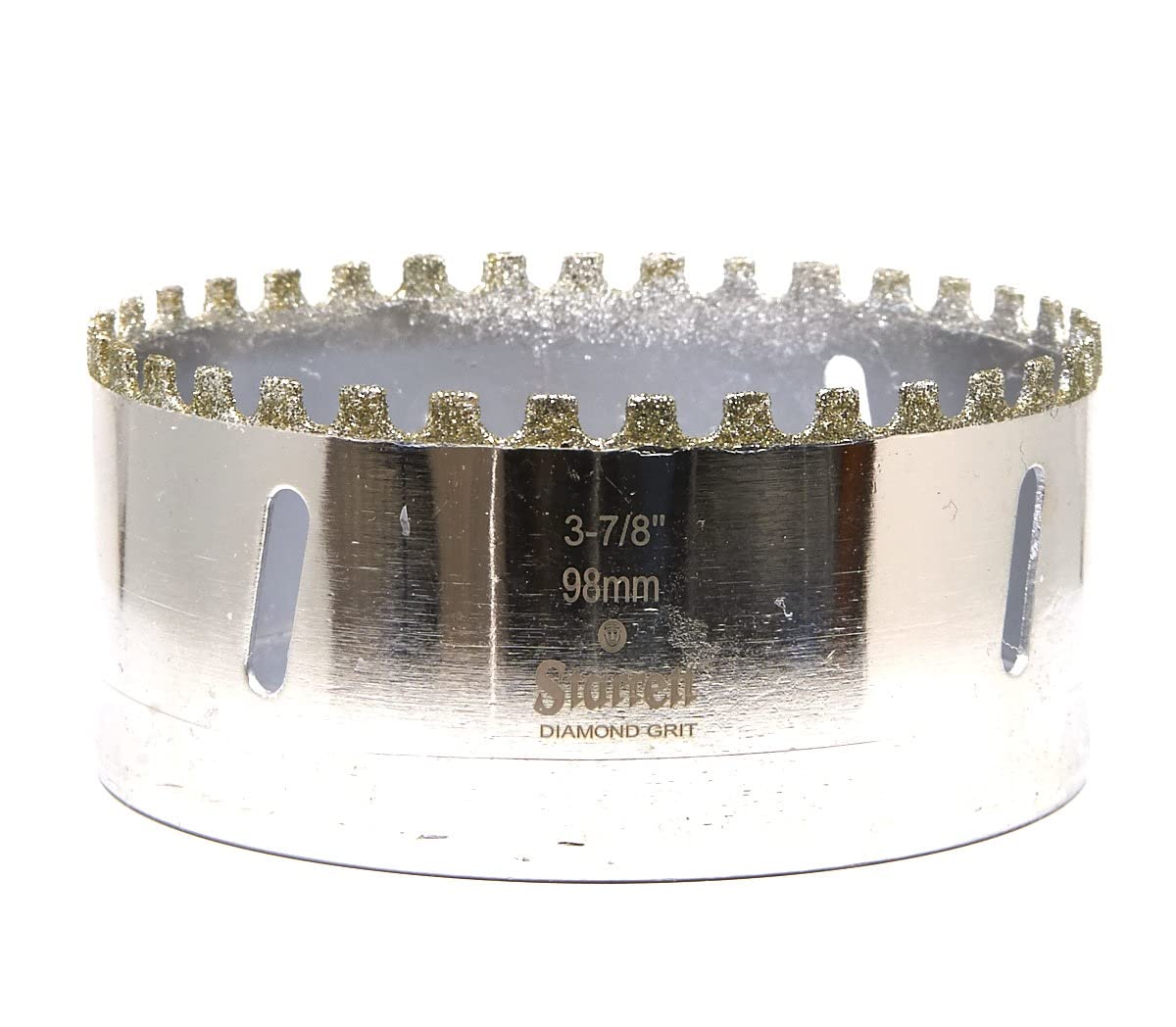 Starrett Diamond Grit Hole Saw - D0378 Ceramic and Tile Drill Cutter - For Brick Glass Marble Slate Stone Porcelain - 98mm (3.7/8 inch)