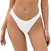 Bellecarrie Women's Cheeky Brazilian Bikini Bottoms Low Rise High Cut Swim Bottom
