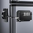 Child Proof Fridge Locks with 4 Code Password, Refrigerator Combination Latch for Kids, Toddlers and Adults, Baby Proofing Freezer Door Lock for Cabinets and Drawers, Oven, Windows (Black-1pack)