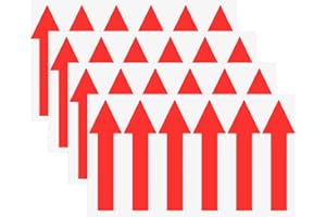 M METERXITY 4-Pack Arrow Sticker, 4 x 1 Inch/ 100 x 30 mm PVC Waterproof Self-Adhesive Directional Arrows Removable Directional Floor Decal Stickers for Wall Marking/Road Sign [Red]
