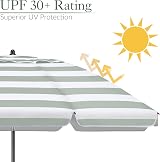 CHRISTOW Beach Umbrella 2m Tilting Parasol UV 30+ with Bag Sage White view 4