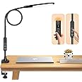 Syrinx LED Desk Lamp with Clamp, Eye-Caring Desk Lamps for Home Office with Remote Control, Gooseneck Desk Light with 5 Color Flexible Adjustable Lighting, 12W Table Lamp for Study Drafting Nail