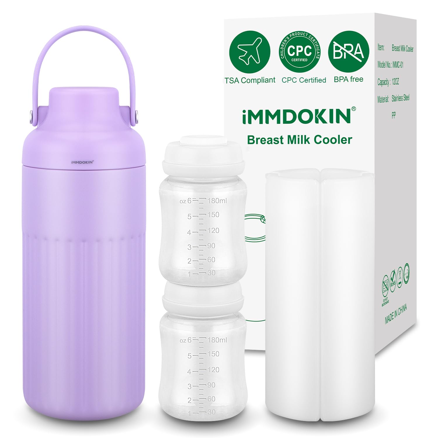 Compact Breast Milk Cooler Bottle, 12oz Portable Breastmilk Cooler with ...