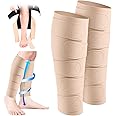 Croknit 2 Pcs Lymphedema Compression Leg Wraps Adjustable Lower Leg Cover up Medical Shin Splint Wrap for Heaviness Fatigue