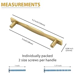 Rergy 10 Pack Gold Drawer Pulls Brushed Brass