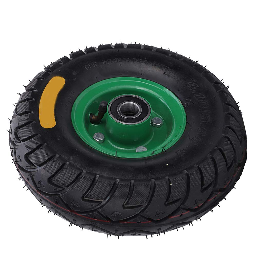 Inflatable Wheelbarrow Wheel, 10.5in 4.10/3.50-4 Built-in 6204-2RS Tool Trolley Inflatable Tire in Bearing Steel and Rubber for Corner Wheel