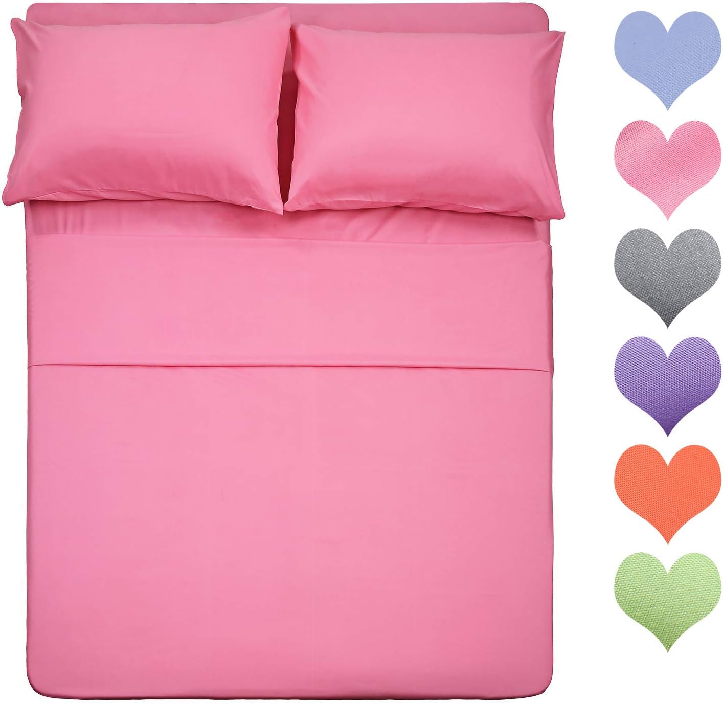 Best Season 400 Thread Count Cotton Full Size Sheet Set (Pink Color) 4 Piece - 100% Long Staple Cotton Sheets Set, Soft Cotton Bed Sheets Sets with Deep Pocket fit Upto 16 inch