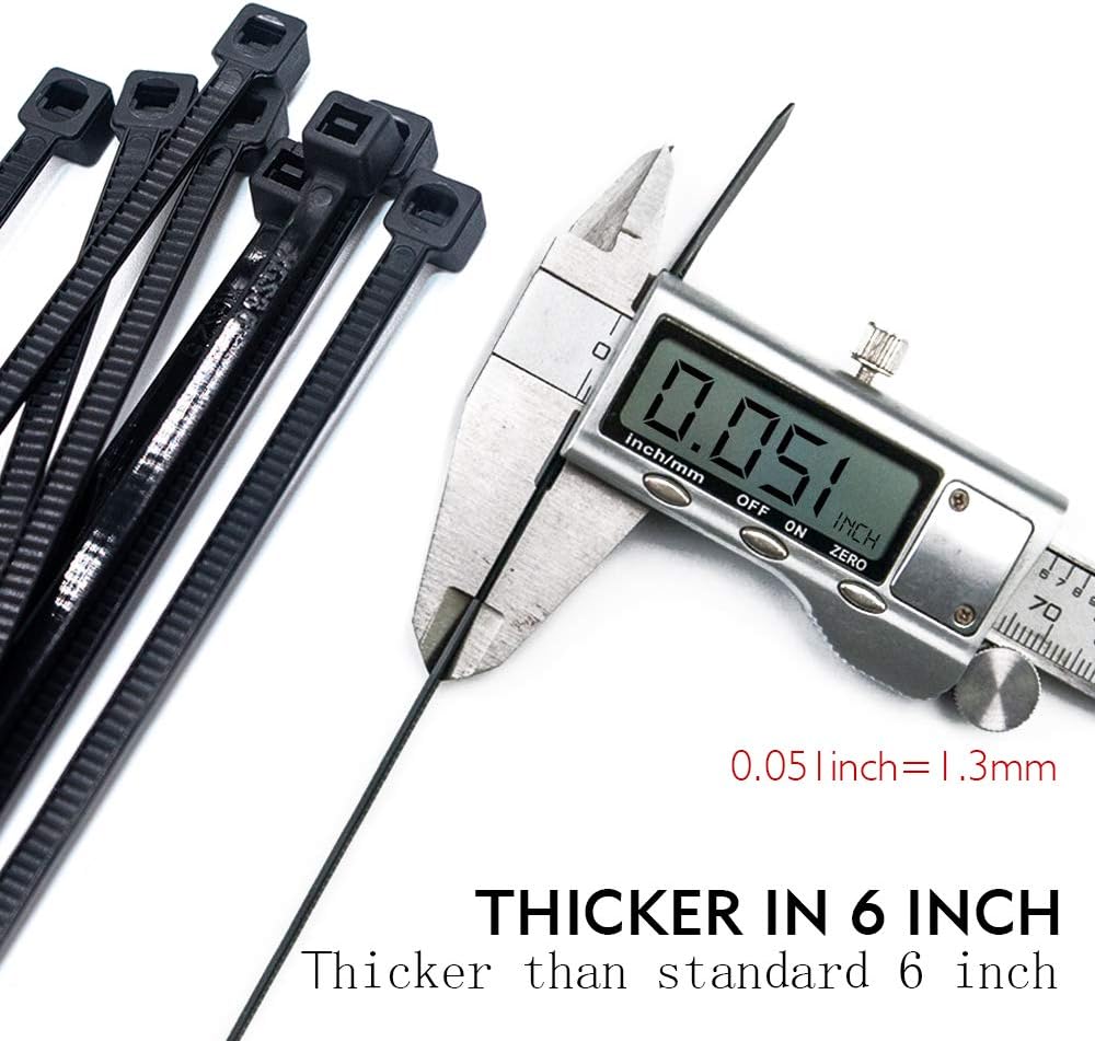 Nylon Cable tie Heavy-Duty 6-inch, 20-Pound tensile Strength, 100 Pieces, Nylon Cable tie, Width 0.1 inch / 2.5 mm, Black - Image 4