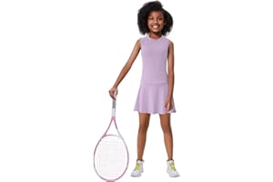 KUKUME Girls Tennis Golf Outfit Sleeveless Tank Top and Skorts Set Sports Skirt Dress with Shorts 4-12Y