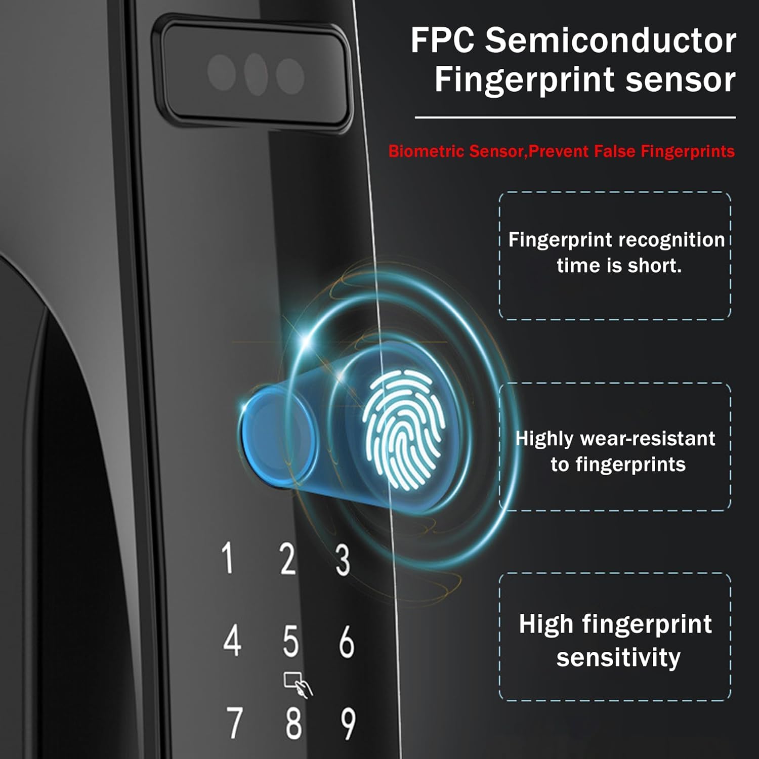 3D Face Recognition Smart Door Lock,Palm Vein Recognition Video Smart Lock with Camera,Build-in WiFi,Doorbell,APP Control,Security WiFi Fingerprint Smart Mortise Lock for Front Door