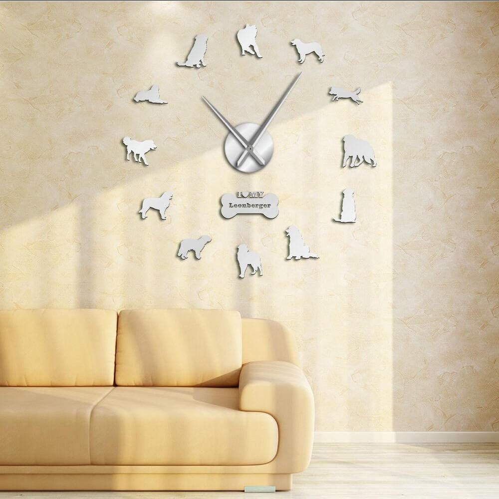 Wall Clocks Dog Diy Giant Wall Clock Puppy Postures Frameless Big Time