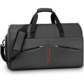 Carry on Garment Bag Convertible Suit Travel Bag with Shoes Compartment Waterproof Large Hanging Garment Duffel Bag Weekender Duffle Bag for Men Women Black