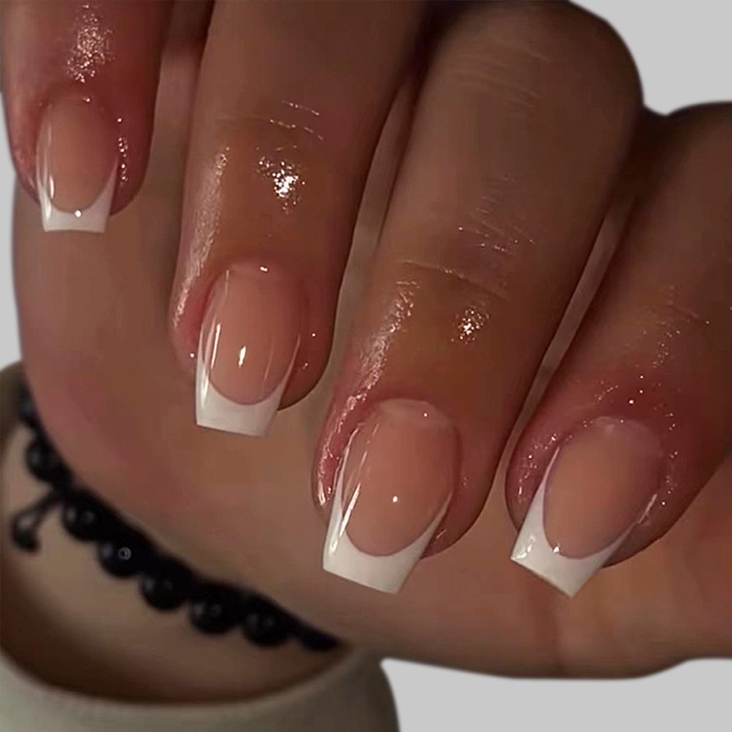 Photo 1 of Press on Nails,almond press on nails,Supremely Fit & Natural Reusable Stick On Nails in 12 Sizes - 48 Fake Nails Kit,Includes 48 Nails,2 glittery nail art stickers, 2g glue, 1 Manicure Stick