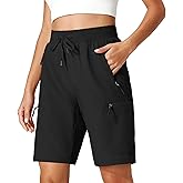 Ksmien Women's Hiking Cargo Shorts Quick Dry Lightweight Summer Shorts with Zipper Pockets for Travel Golf Camping