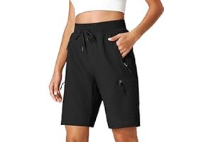 Ksmien Women's Hiking Cargo Shorts Quick Dry Lightweight Summer Shorts with Zipper Pockets for Travel Golf Camping