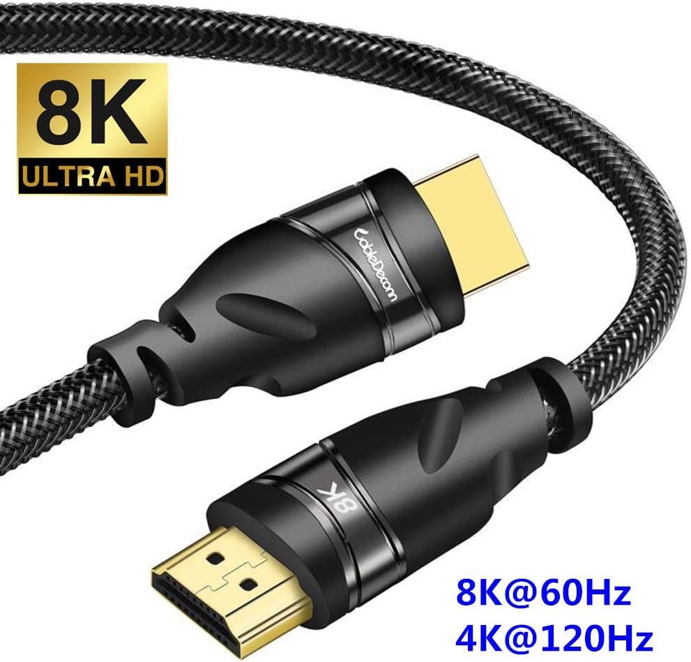 CABLEDECONN 1M 3.3ft HDMI 8K 2.1 Ultra HD Cable,8K@60Hz 4K@120Hz 48gbps Support HDCP 3D HDMI Cable for PS4 SetTop Box HDTVs Projectors