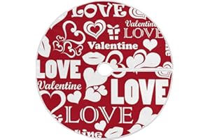 SUABO Valentine Pattern Christmas Tree Skirt 48 Inch,Red Love Lips Tree Floor Door Mat for Party Decoration Holiday Decor Home Indoor Outdoor