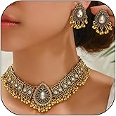 Frodete Indian Jewelry Sets for Women Traditional Bohemian Wedding Jewelry Set Indian Dresses for Women Oxidized Ethnic Party Prom Wear