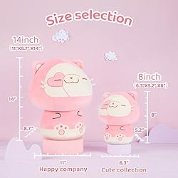 Mewaii 14” Mushroom Plush, Cute Cat Plush Pillow