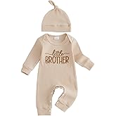 allshope Newborn Baby Boy Fall Outfit Romper Lil Bro Embroidery Long Sleeve Jumpsuit Bodysuit Infant Winter Clothes