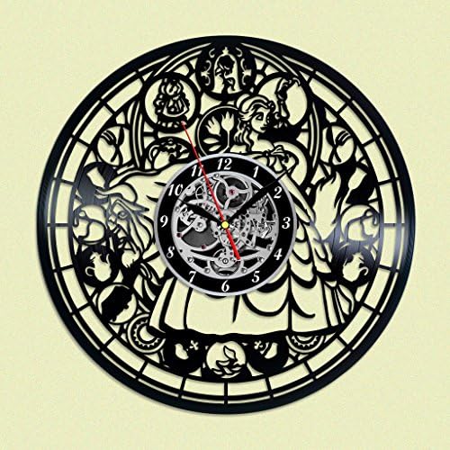 Beauty and The Beast Vinyl record Wall Clock, Unique Décor for Kids or Nursery Room