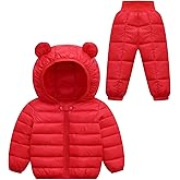 Happy Cherry Baby Toddler Two Piece Snowsuit Winter Down Jacket with Elastic Waist Snow Pants