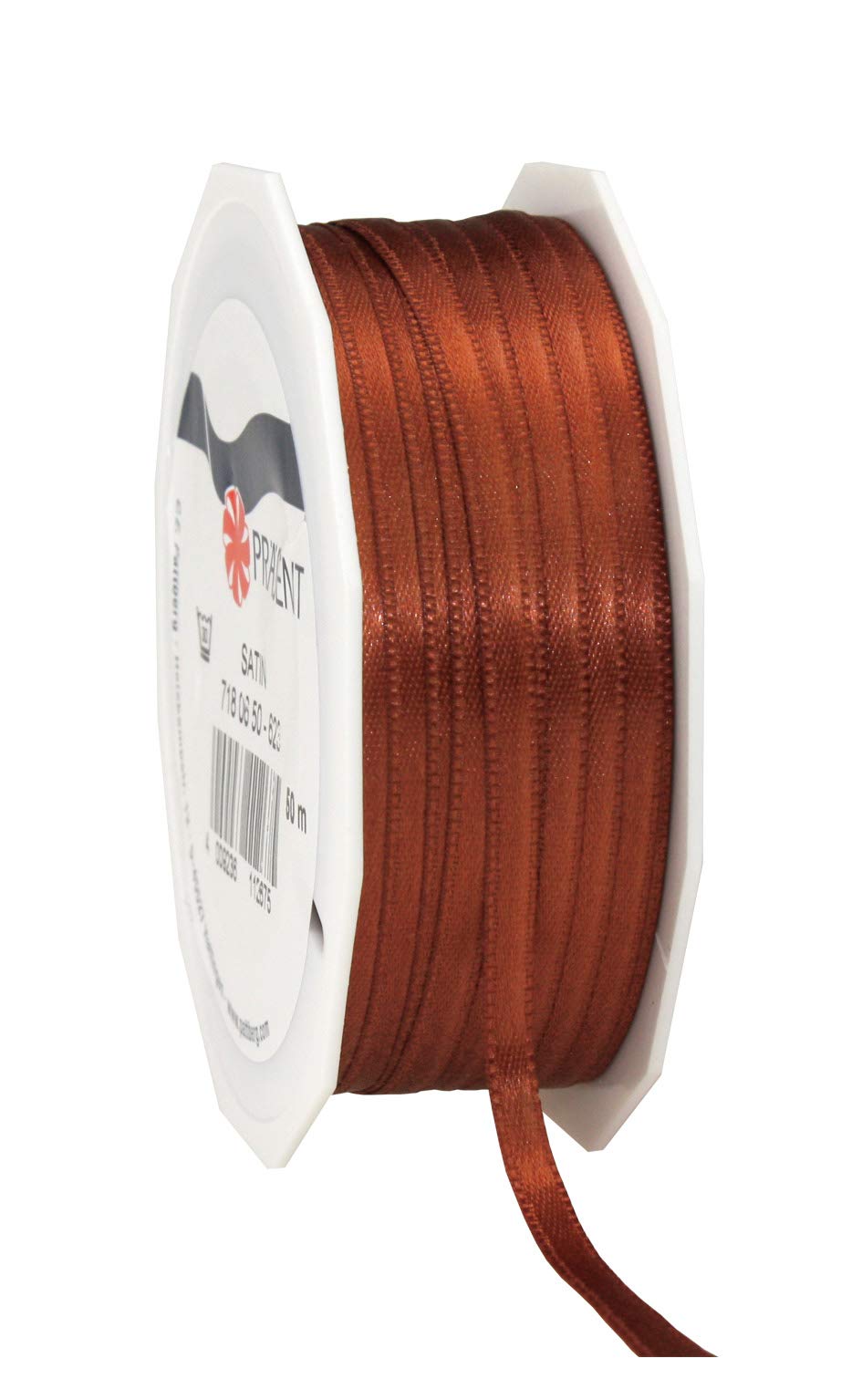 PRÄSENT C.E. Pattberg SATIN cinnamon (brown) gift ribbon, 55 yards for Wrapping Gifts, 0.24 inches width, Ribbon for Decorating & Crafting, Decorative Ribbon for Gifts, for every occasion — image 1