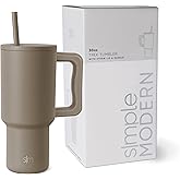 Simple Modern 30 oz Tumbler with Handle and Straw Lid | Insulated Cup Reusable Stainless Steel Water Bottle Travel Mug Cupholder Use | Gifts for Women Men Him Her | Trek Collection | Hazelnut