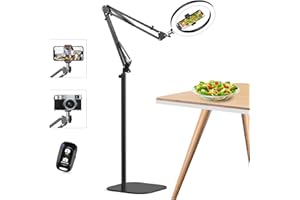 Overhead Phone Mount, 10" Ring Light with Stand and Phone Holder, Tripod for iPhone with Ring Light - Tall 70inches, Phone Li