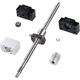 ANWOK CNC Part Ball Screw SFU1204-250mm(9.84 inch) with A Ball Nut and Machining AntiBacklash+ Coupler+BK/BF10 BallScrew End Supports+1204 Ball Screw Nut Housing