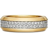 BAGOLIKA Mens Wedding Band 925 Sterling Silver Rings for Men Two Row Round 5A Cubic Zirconia Promise Rings for Him Size 8-12