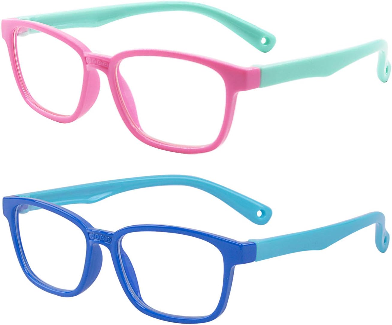 Outray 2 Pack Kids Blue Light Blocking Glasses Computer Gaming TV Glasses Silicon Frames for Boys Girls Age 3-12 Anti Glare & Eyestrain (Pink+Pink&Blue) - Image 3