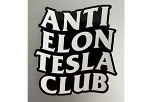 MADPUFFERSTICKERS Anti Elon Tesla Club Window Cling Non-Adhesive Vinyl Static Cling Bumper Sticker Decal for Tesla Owners Model X Y 3 Black and White