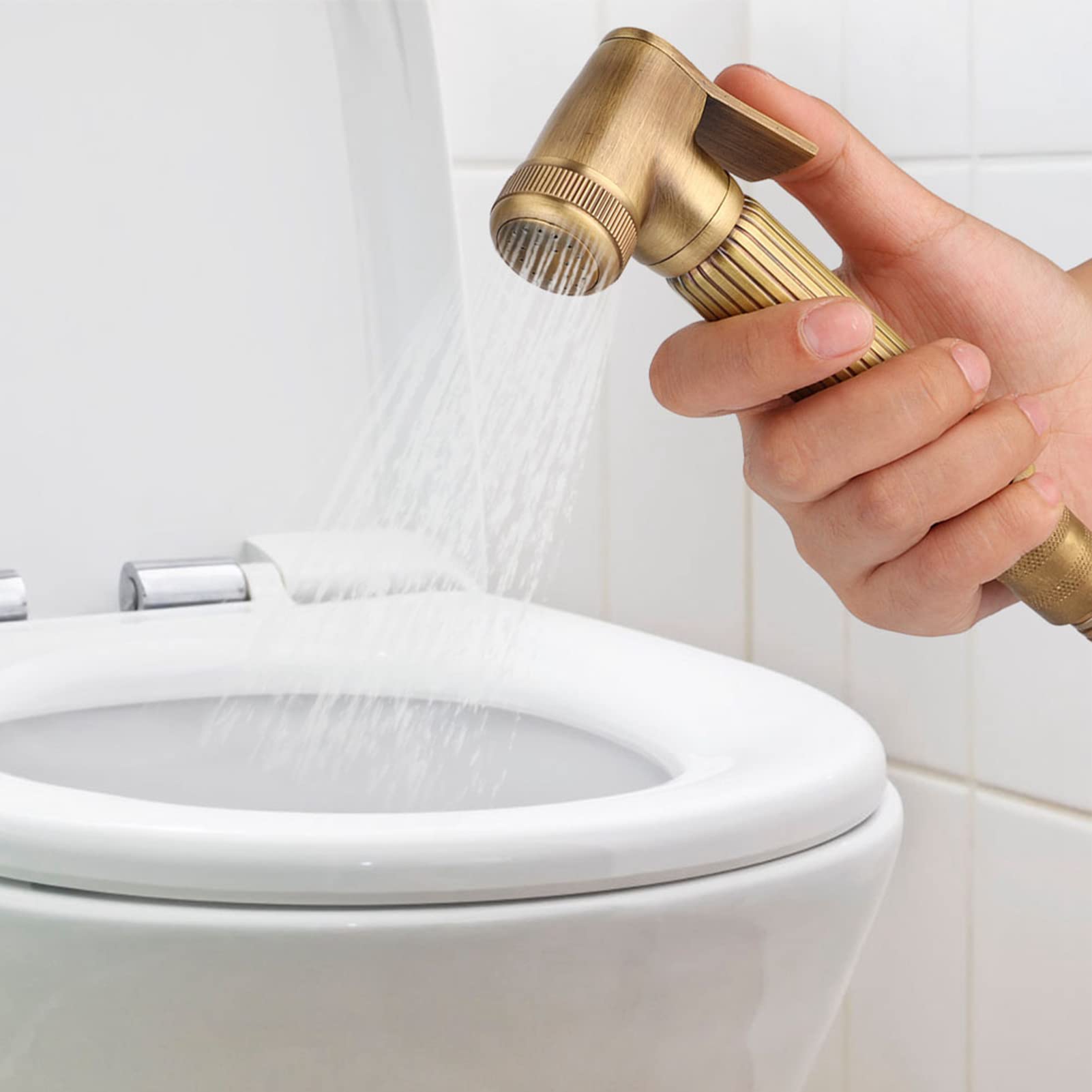 Handheld Showerheads Vintage Brass Bidet Sprayer Spray Head Bracket Hose Kit Bathroom Accessories Dog Shower