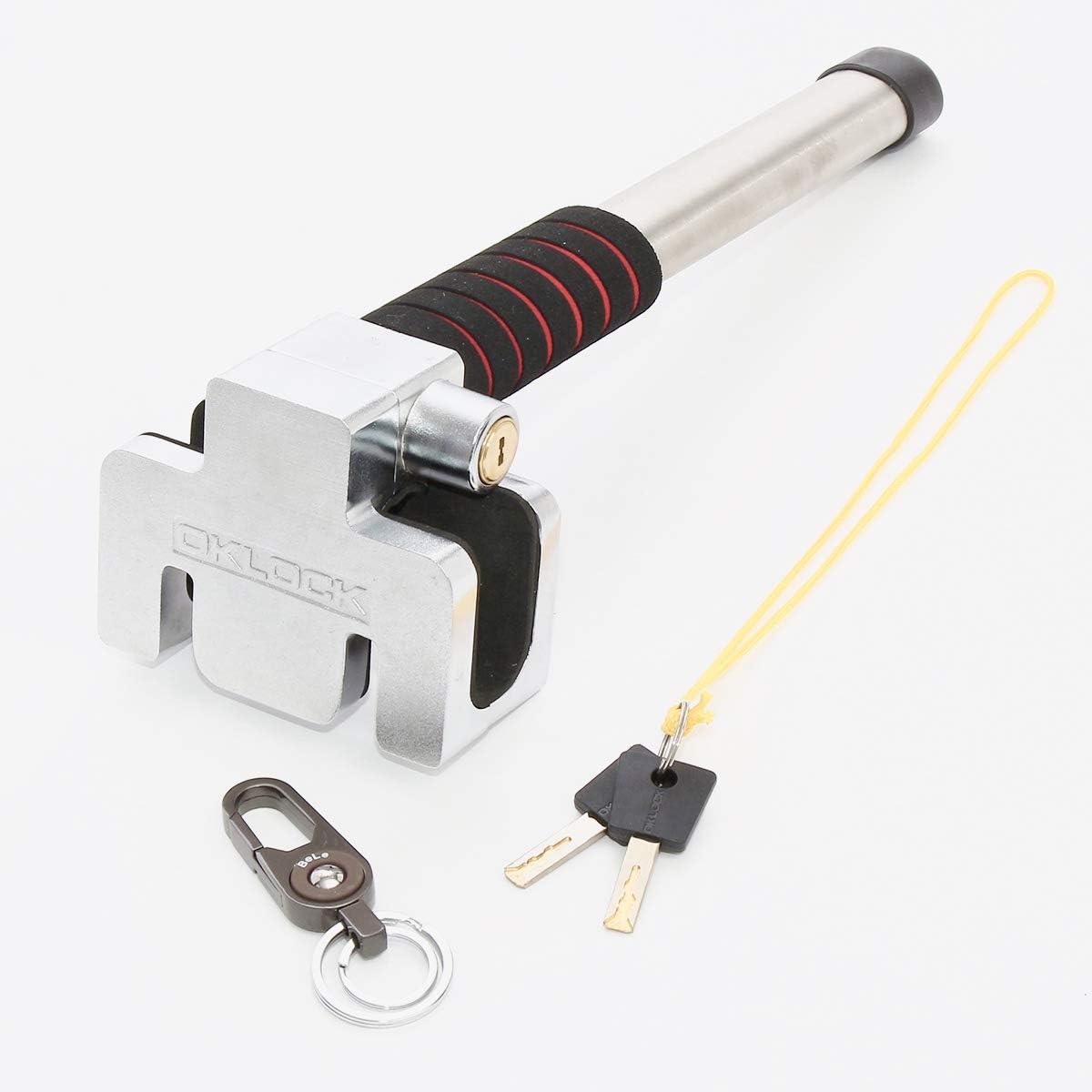 Amazon Kaguraya ハンドルロック ステアリングロック キーホルダー セット 簡単設備 取付 セキュリティ 防犯グッズ 車用ロック 車 バイク