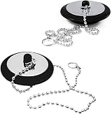 YUNYU Universal Bath Plug 2Pcs Drain Stopper Rubber w/ 42-45mm Fit Chain 16.5in view 1