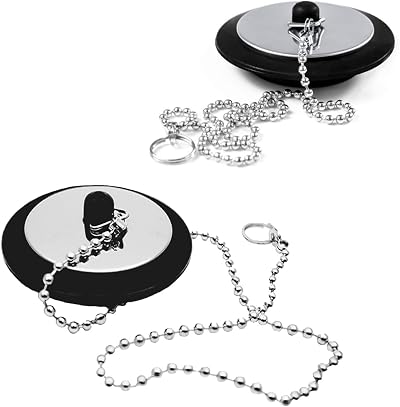 YUNYU Universal Bath Plug 2Pcs Drain Stopper Rubber w/ 42-45mm Fit Chain 16.5in