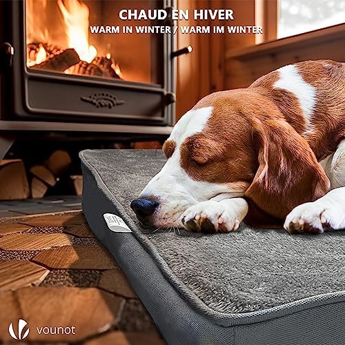 Orthopädisches Hundebett mit Abnehmbarer Kühlmatte, 2 in 1 Hundekissen Grosse Hunde, Waschbare Hundematte, Grau 115x81x9 cm