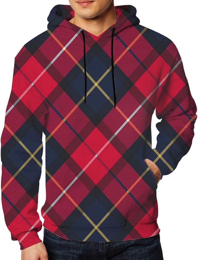 Hooded Sweatshirt 3D Print Check Plaid Fabric Texture Abstract Hoodies Pullover Sweatshirt