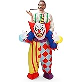 VioraWhite Inflatable Piggyback Costume for Adult, Funny Blow up Halloween Ride on Suit,Witch,Clown Cosplay